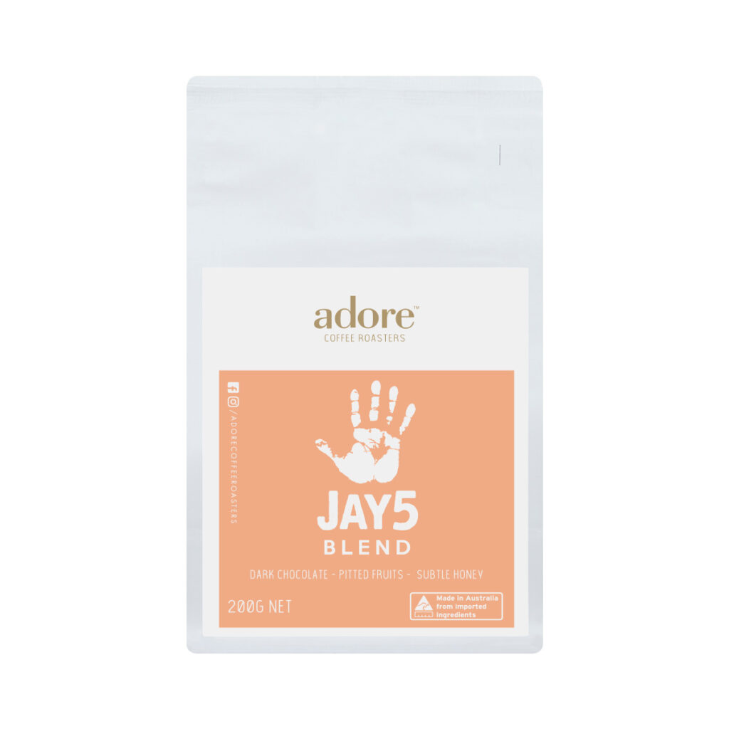 Image of 200g bag Jay5 specialty coffee beans blend